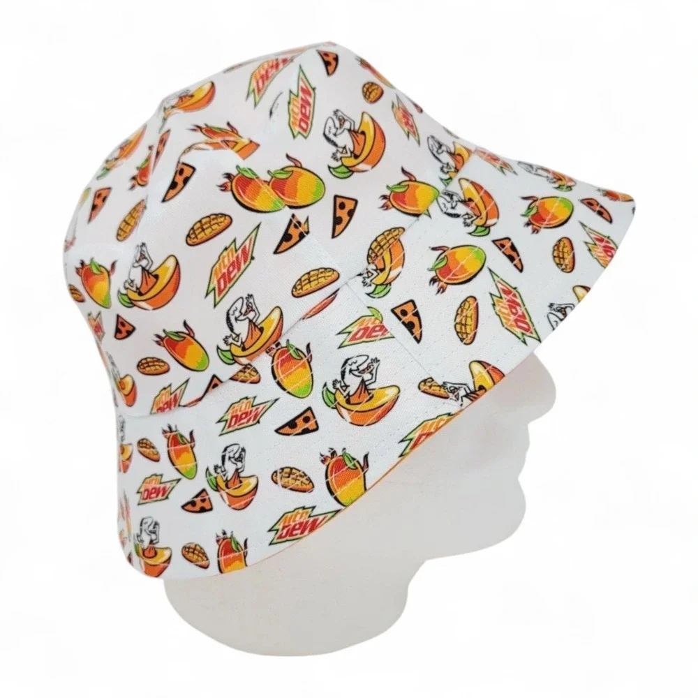 2PK Little Caesars Mountain Dew Mango Rush Reversible Bucket Hat Limited Edition